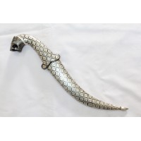 Dagger Knife Tiger Face Silver Bidaree Wire Damascus Steel Blade Handmade C681